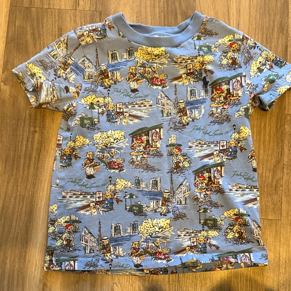 Polo Ralph Lauren Paris Polo Bear All Over Print T-Shirt Boys 4